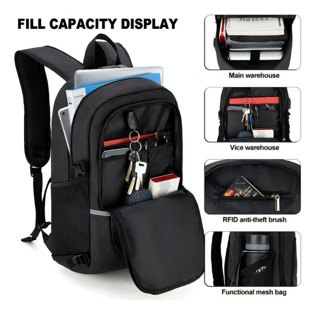 Foto 2 | Mochila Xtellar Antirrobo Mochila Impermeable Para Portátil De 15,6i Color Negro