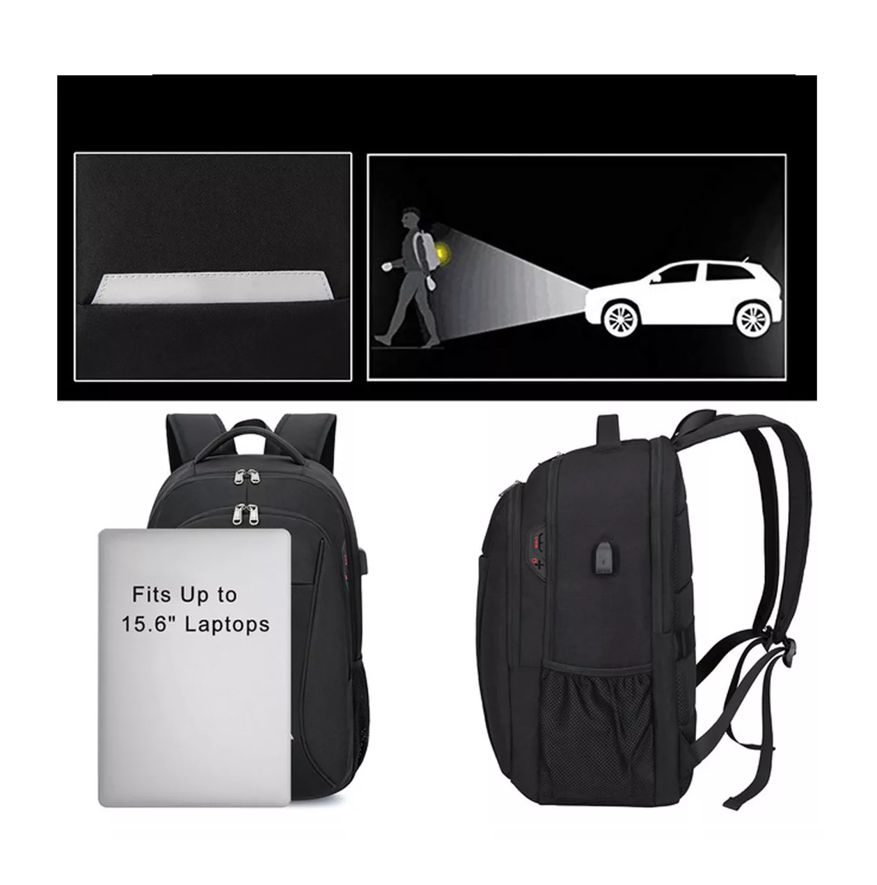 Foto 4 pulgar | Mochila De Viaje Para Portátil De 15.6 Puerto Usb Color Negro 35 L