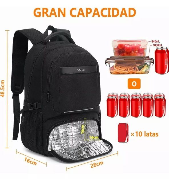 Foto 3 pulgar | Xtellar Mochila De Almuerzo Antirrobo Impermeable A Portátil 15,6i Color Negro Diseño De La Tela Oxford 900d