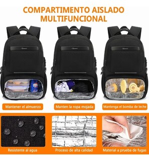 Foto 3 | Xtellar Mochila De Almuerzo Antirrobo Impermeable A Portátil 15,6i Color Negro Diseño De La Tela Oxford 900d