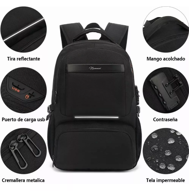 Foto 5 pulgar | Xtellar Mochila De Almuerzo Antirrobo Impermeable A Portátil 15,6i Color Negro Diseño De La Tela Oxford 900d