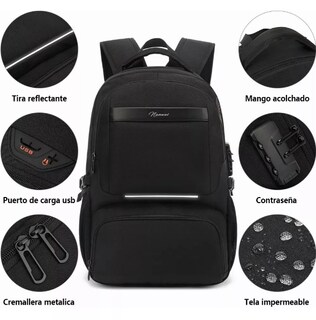 Foto 4 | Xtellar Mochila De Almuerzo Antirrobo Impermeable A Portátil 15,6i Color Negro Diseño De La Tela Oxford 900d