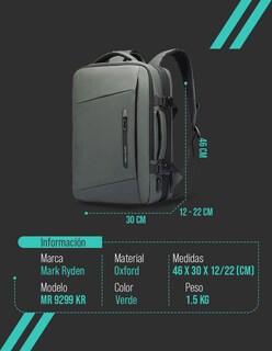 Foto 7 | Mochila Mark Modelo 9299kr Verde