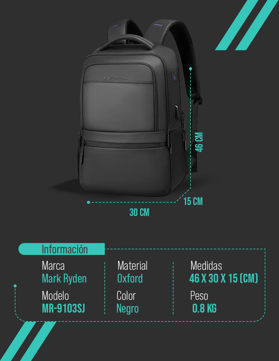 Foto 6 pulgar | Mochila Mark Ryden 9103sj Negro