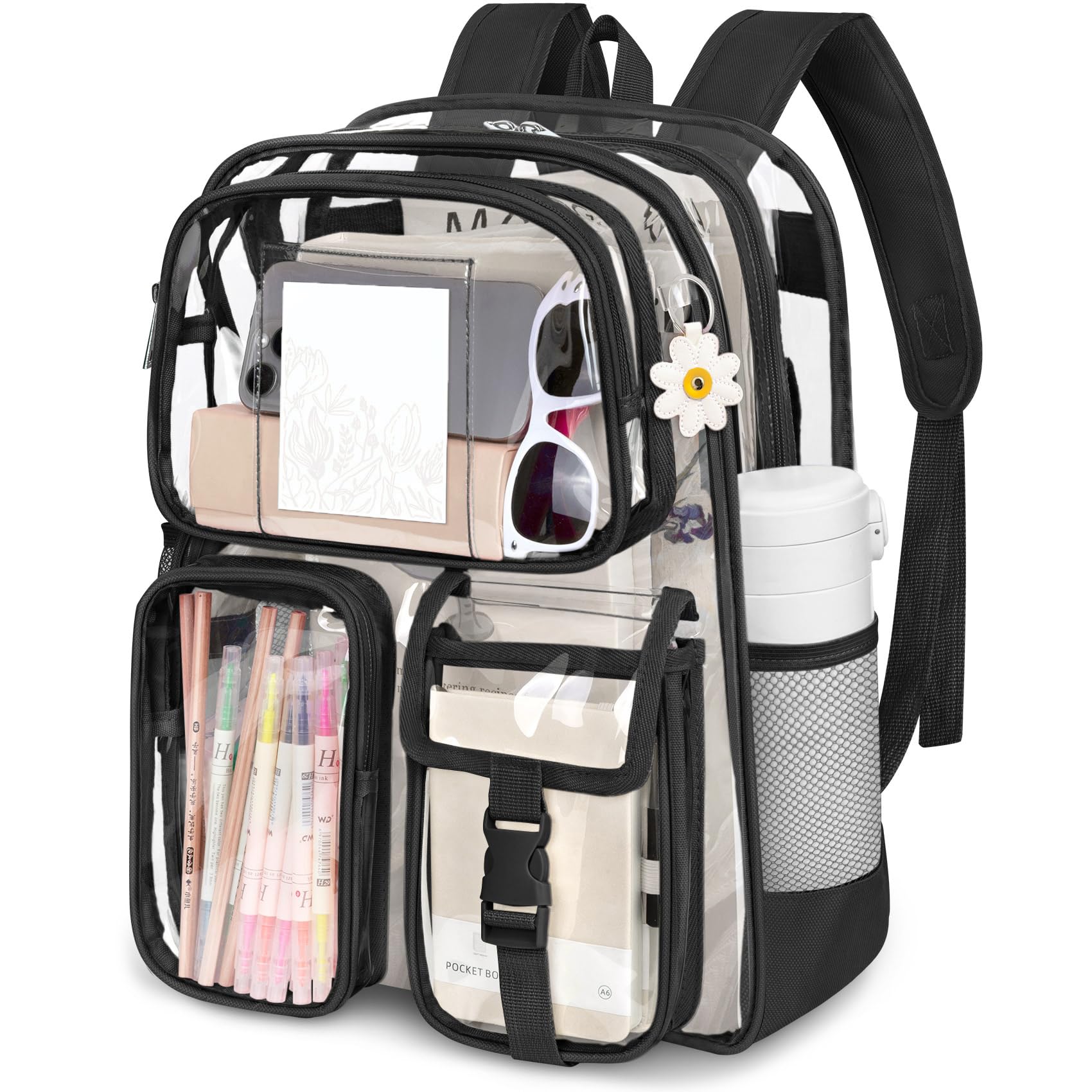 Foto 2 pulgar | Mochila Transparente Attmu Heavy Duty Pvc Transparente Negra - Venta Internacional.