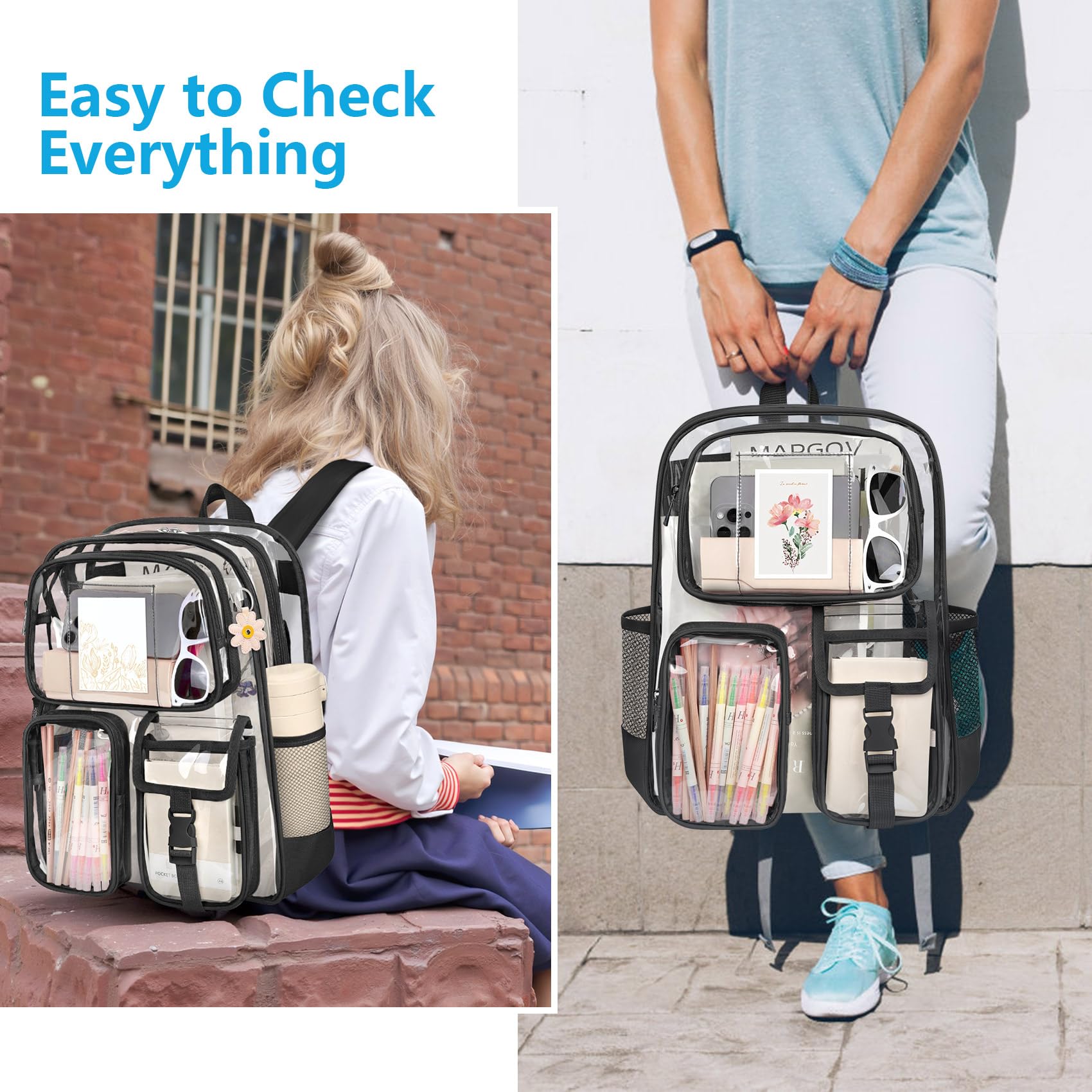 Foto 7 | Mochila Transparente Attmu Heavy Duty Pvc Transparente Negra - Venta Internacional.