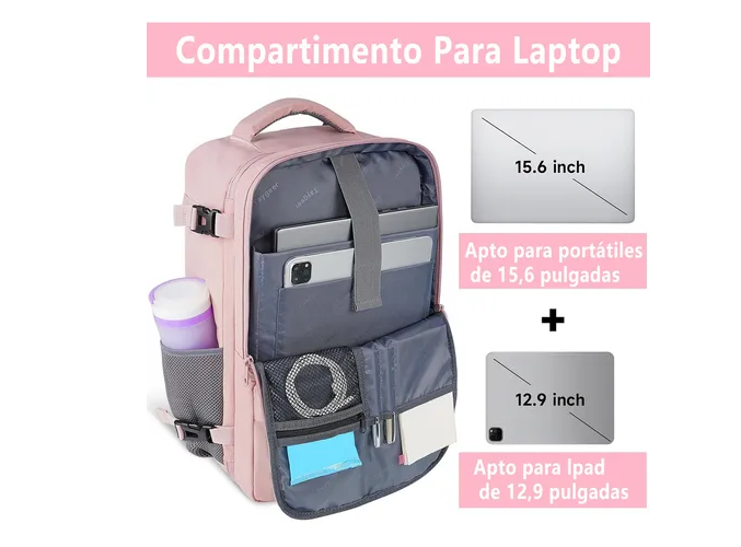 Foto 5 pulgar | Mochila para Laptop Xtellar 15.6 Pulgadas Rosa