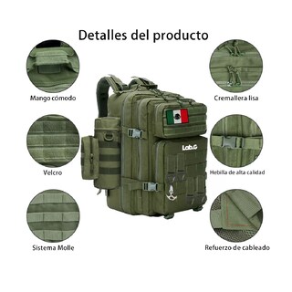 Foto 2 | Mochila Táctica Multifuncional Lab.g Negra Para Exteriores De 45 L Verde