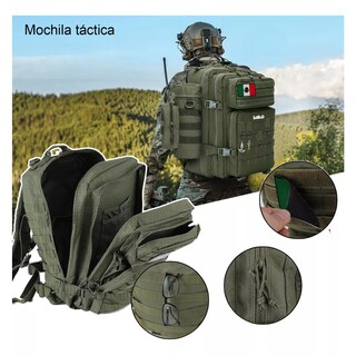 Foto 4 | Mochila Táctica Multifuncional Lab.g Negra Para Exteriores De 45 L Verde