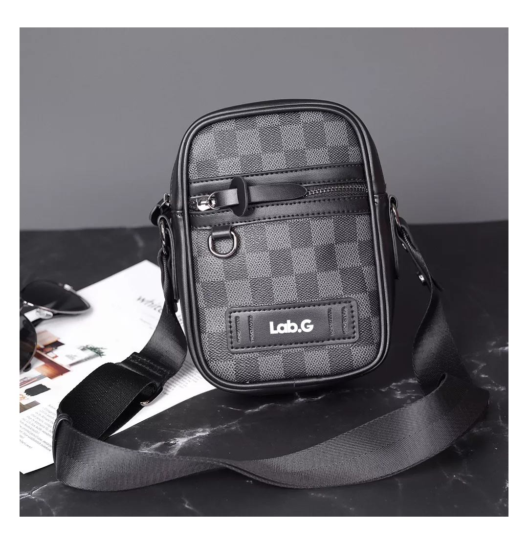 Foto 5 pulgar | Bolso Para Hombre Lab.g Crossbody Casual Negro Tartán Cuadrado