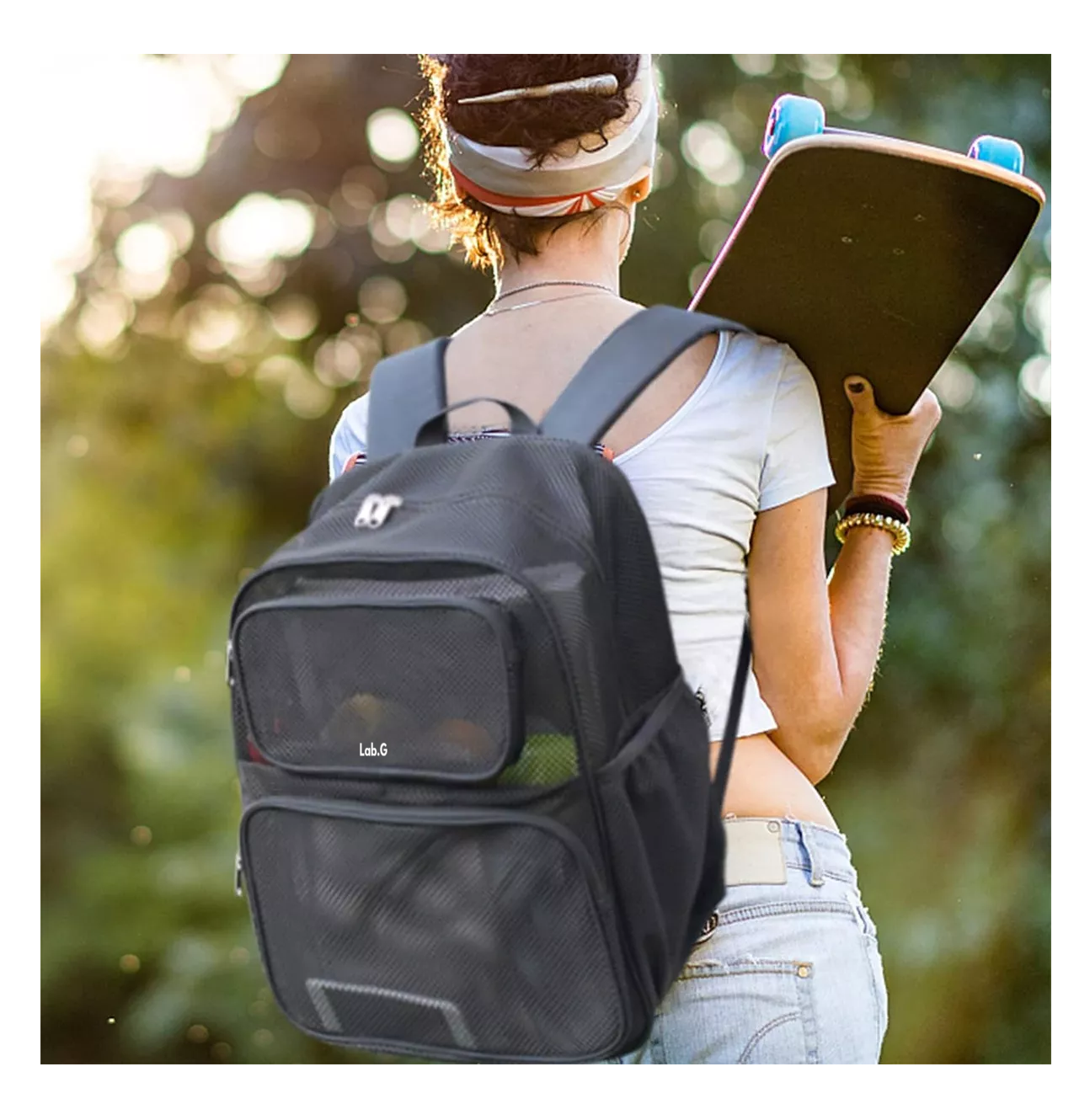 Foto 4 | Mochila De Viaje De Malla Resistente Negro