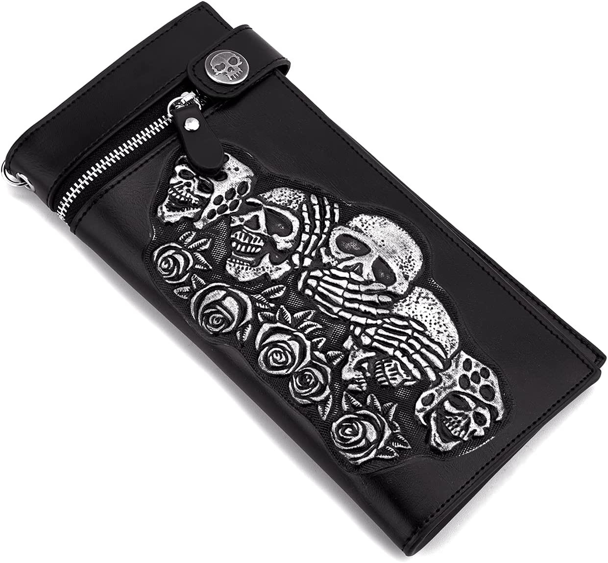 Foto 2 pulgar | Cartera Huoguo Punk Rocker Skull De Piel Sintética Para Hombre - Venta Internacional.