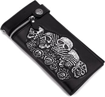 Foto 1 | Cartera Huoguo Punk Rocker Skull De Piel Sintética Para Hombre - Venta Internacional.