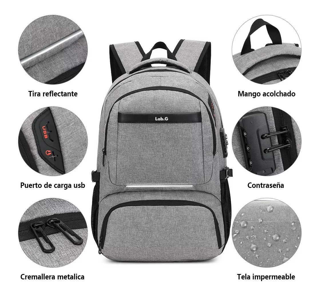 Foto 3 pulgar | Mochila Lab.G Gris