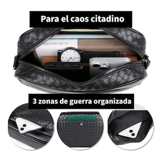 Foto 2 | Bolso Bandolera De Hombro De Pu Estampado Tejido Para Hombre Eo Safe Imports Esi-18971 Negro