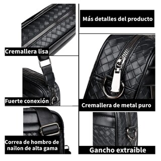 Foto 3 | Bolso Bandolera De Hombro De Pu Estampado Tejido Para Hombre Eo Safe Imports Esi-18971 Negro