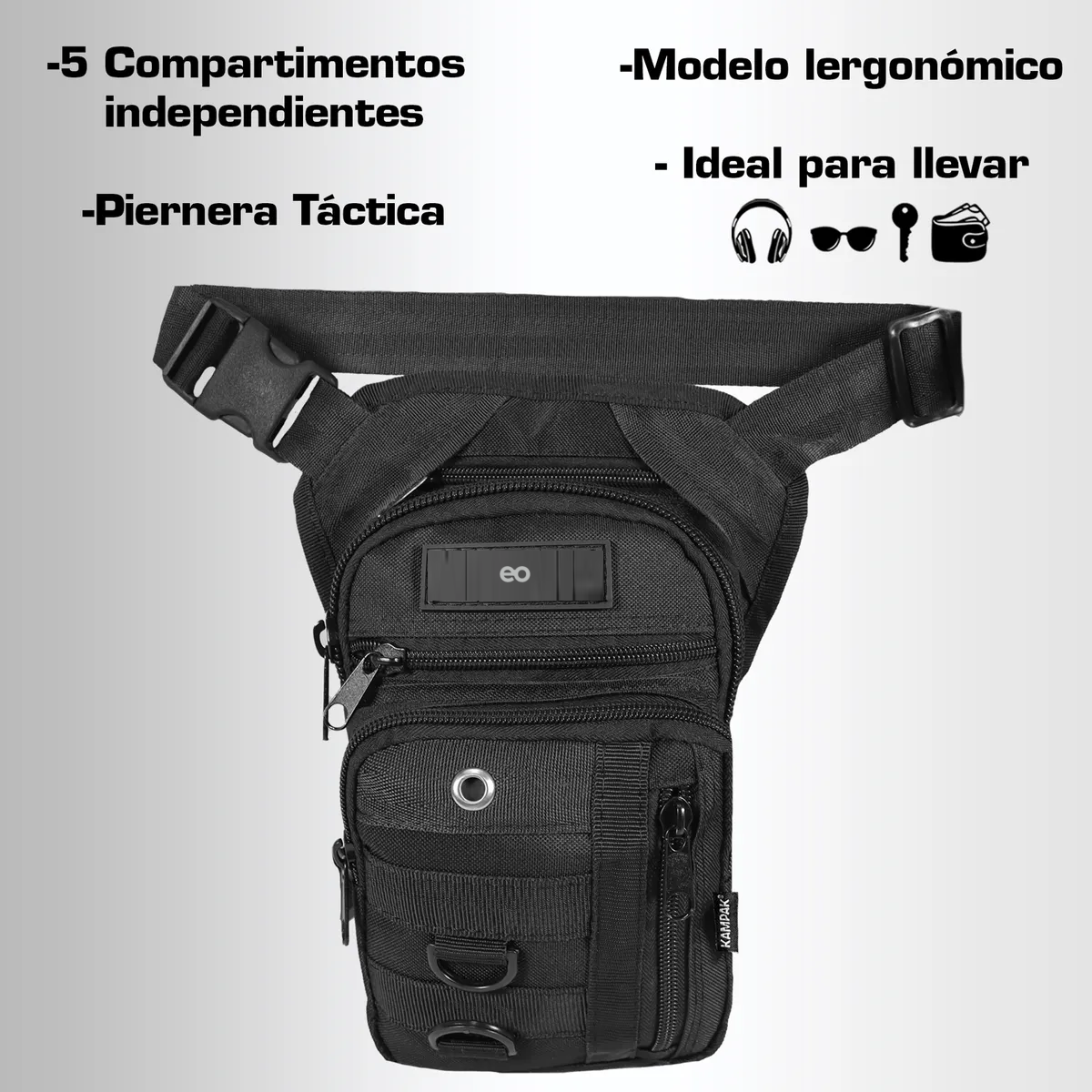 Foto 4 pulgar | Piernera Táctica Amplia Multi-compartimentos Eo Safe Imports Esi-18946 Negro