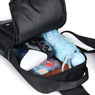 Foto 3 | Mochila Bandolera Cruzada Con Puerto De Carga Usb Eo Safe Imports Esi-18952 Negro
