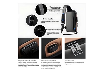 Foto 3 | Mochila Xtellar Cruzada Antirrobo Impermeable Resistente A Rayones