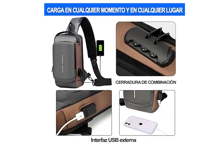 Foto 5 pulgar | Mochila Xtellar Cruzada Impermeable Y Antirrobo Mochila Antirrobo Unisex