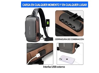 Foto 4 | Mochila Xtellar Cruzada Impermeable Y Antirrobo Mochila Antirrobo Unisex
