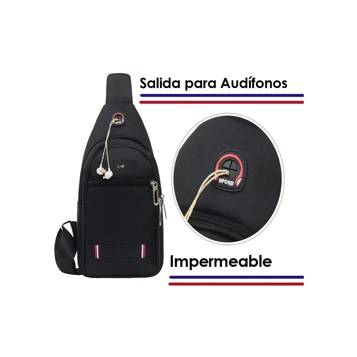 Foto 3 pulgar | Mochila Pechera Cruzada Lab.g Negro