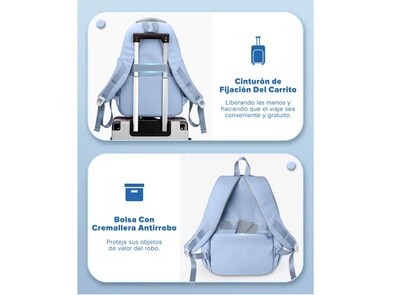 Foto 5 | Mochila Xtellar Para Viaje Y Escuela, Segura Para Laptop De 16 Pulgadas, Color Azul, 40l - Perfecta Para Hombres Modern