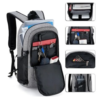 Foto 4 | Mochila Antirrobo Mochila Impermeable Para Portátil De 15.6, Y 3 Cierres Lab.g Gris