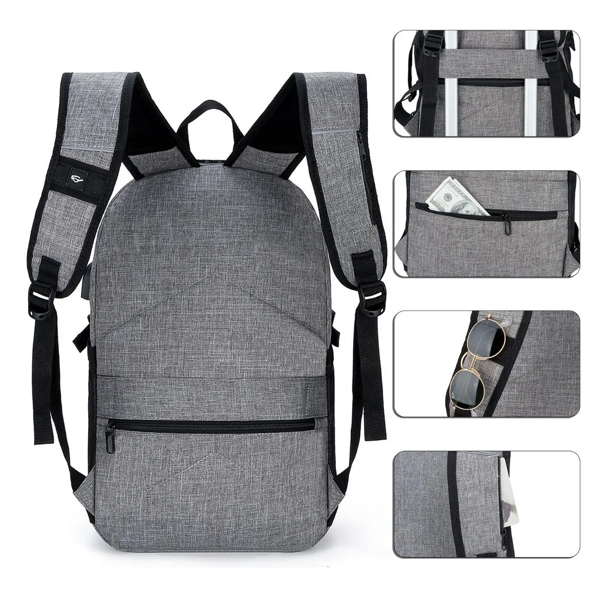 Foto 5 | Mochila Antirrobo Mochila Impermeable Para Portátil De 15.6,  Y 3 Cierres Lab.g Gris
