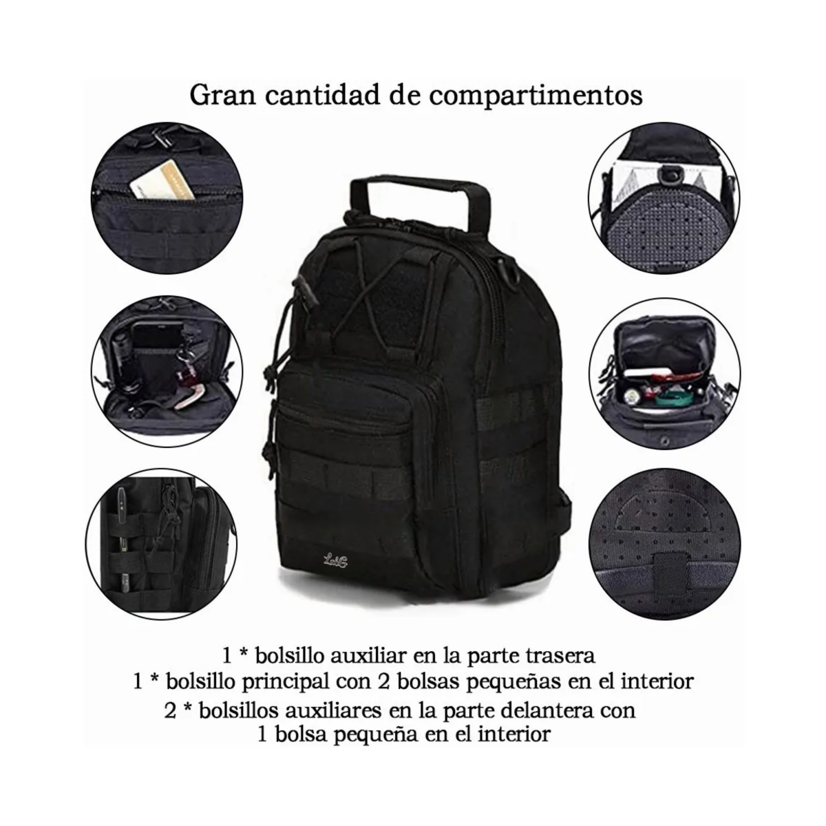 Foto 4 pulgar | Bolso Bandolera Táctica Multifunción Cuerpo Cruzada Lab.g Negro