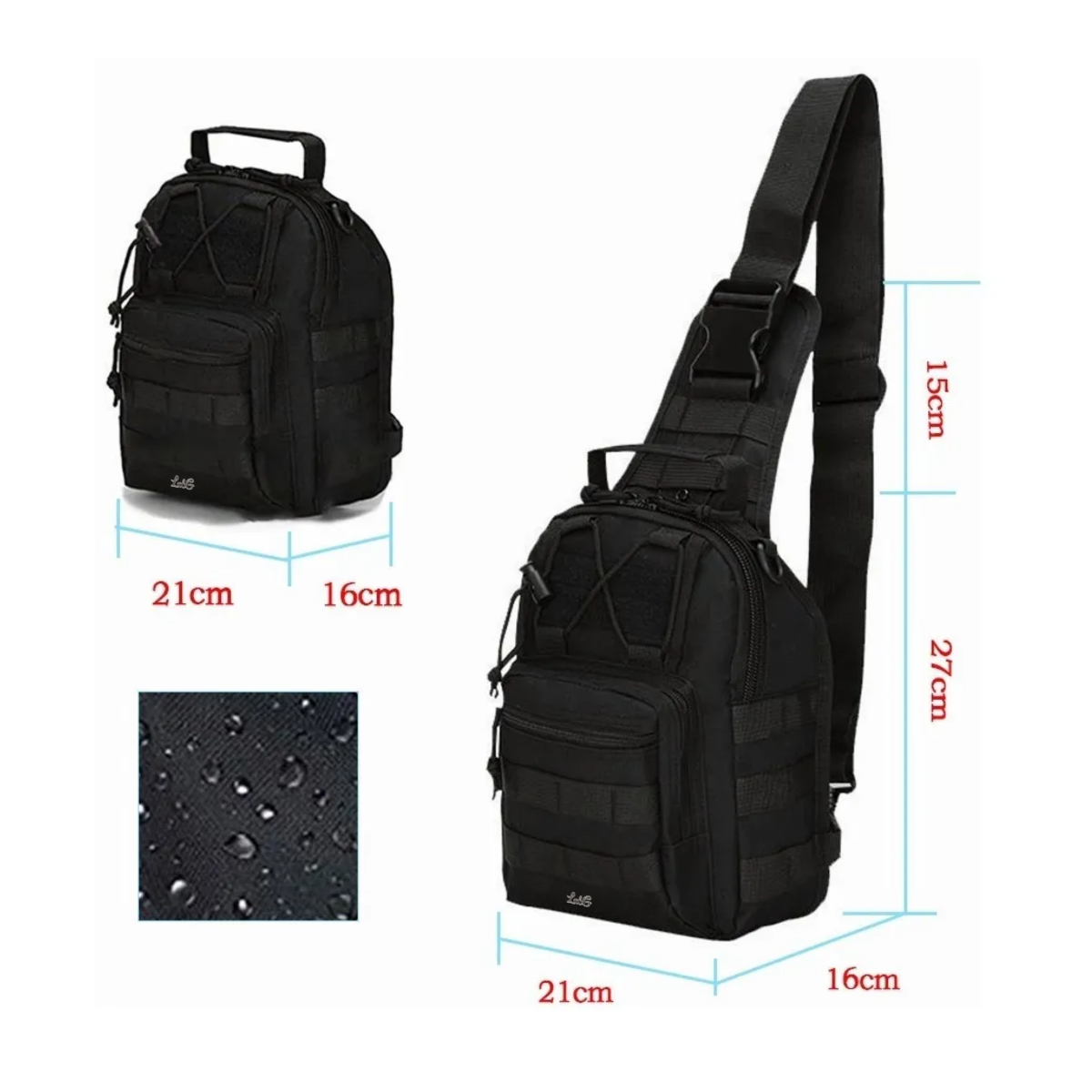 Foto 6 pulgar | Bolso Bandolera Táctica Multifunción Cuerpo Cruzada Lab.g Negro