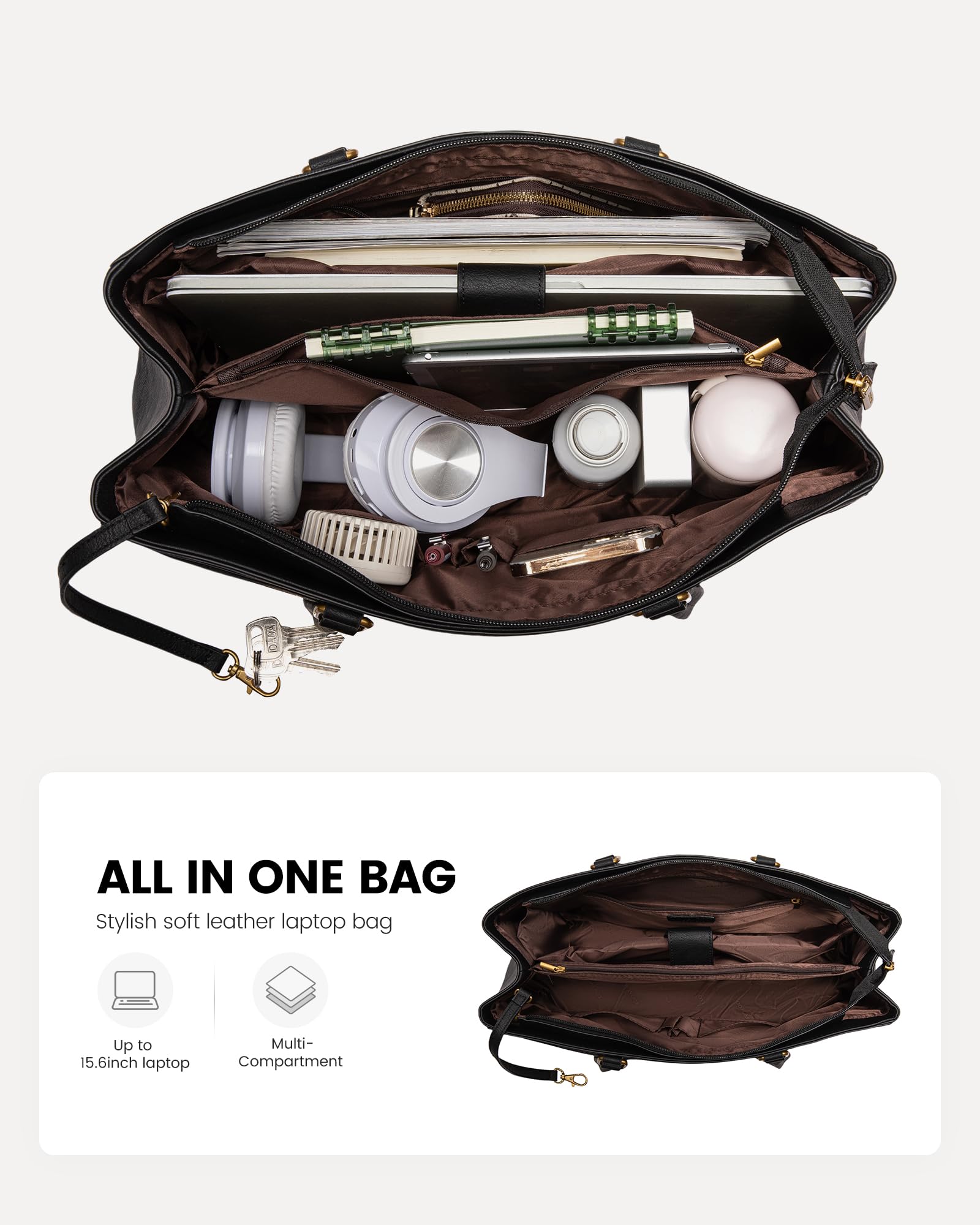 Foto 3 | Bolsa Para Portátil Lovevook Para Mujer De 15.6 Pulgadas, Piel Vintage - Venta Internacional.