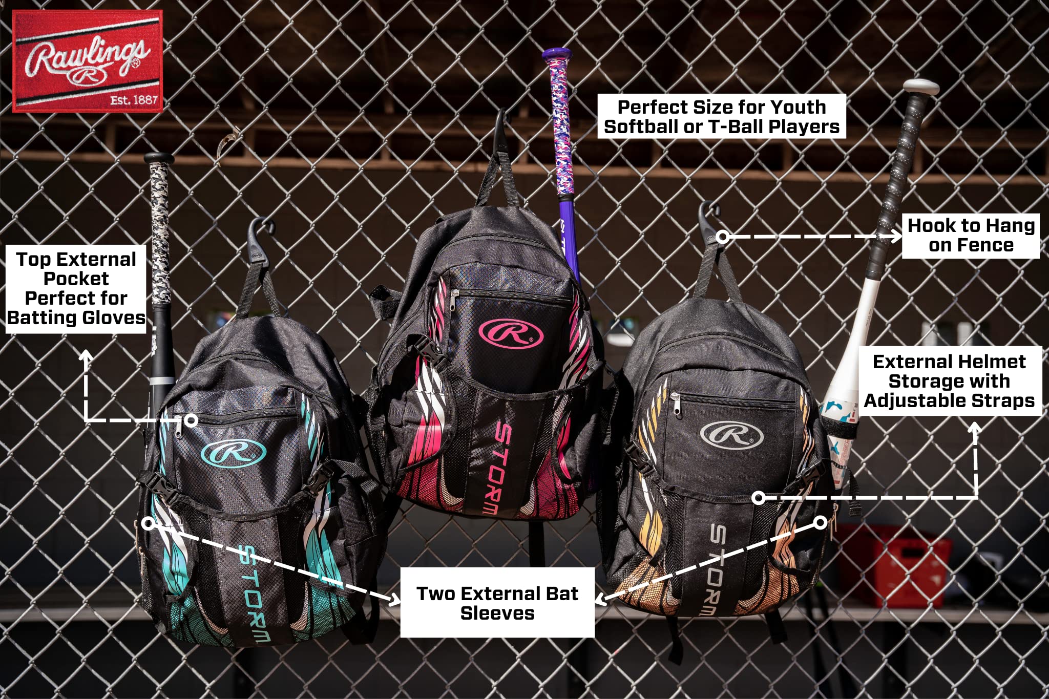 Foto 5 pulgar | Mochila Y Equipo Rawlings Storm T-ball/softball Mint - Venta Internacional.