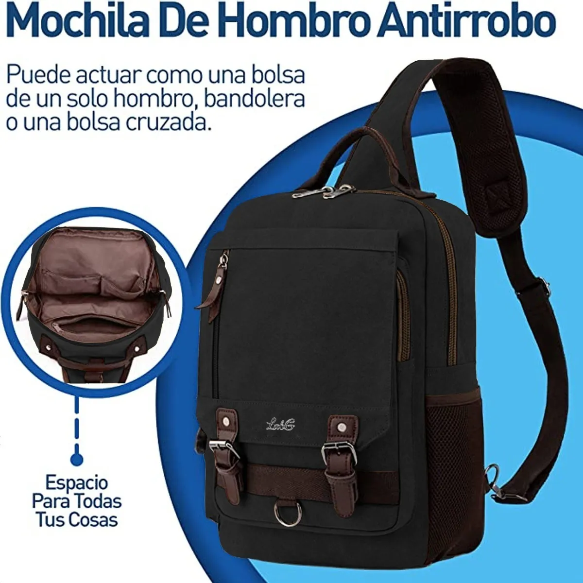 Foto 4 pulgar | Mochila Cruzada Mochila Cruzada De Broches 15l Lab.g Negro