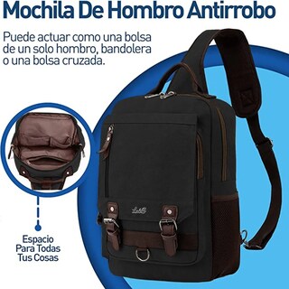 Foto 3 | Mochila Cruzada Mochila Cruzada De Broches 15l Lab.g Negro