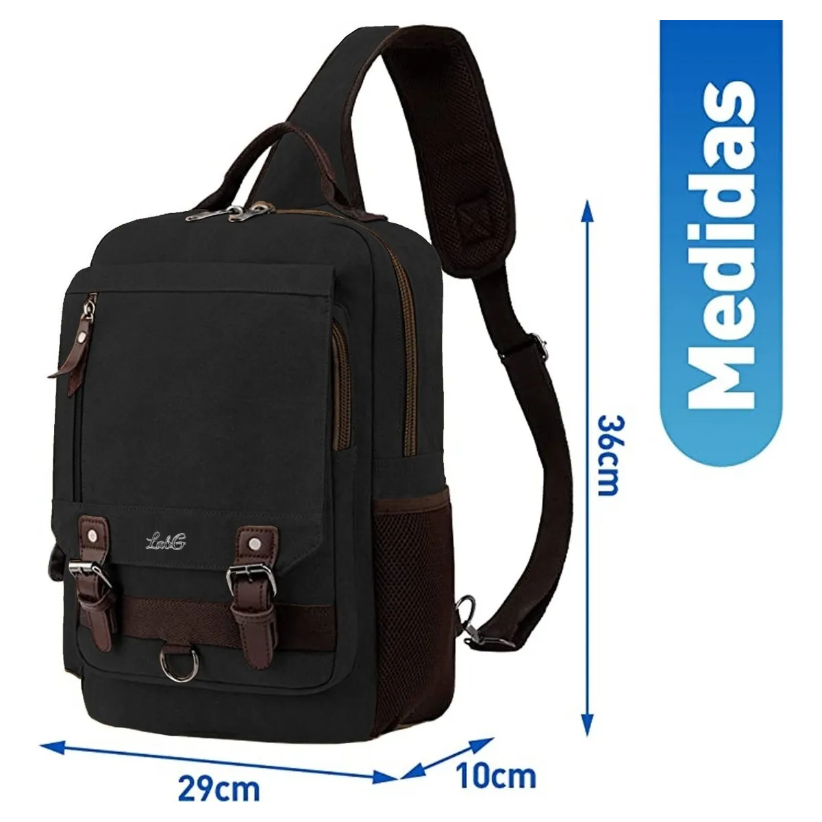 Foto 4 | Mochila Cruzada Mochila Cruzada De Broches 15l Lab.g Negro