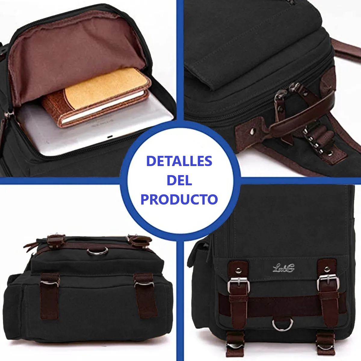 Foto 5 | Mochila Cruzada Mochila Cruzada De Broches 15l Lab.g Negro