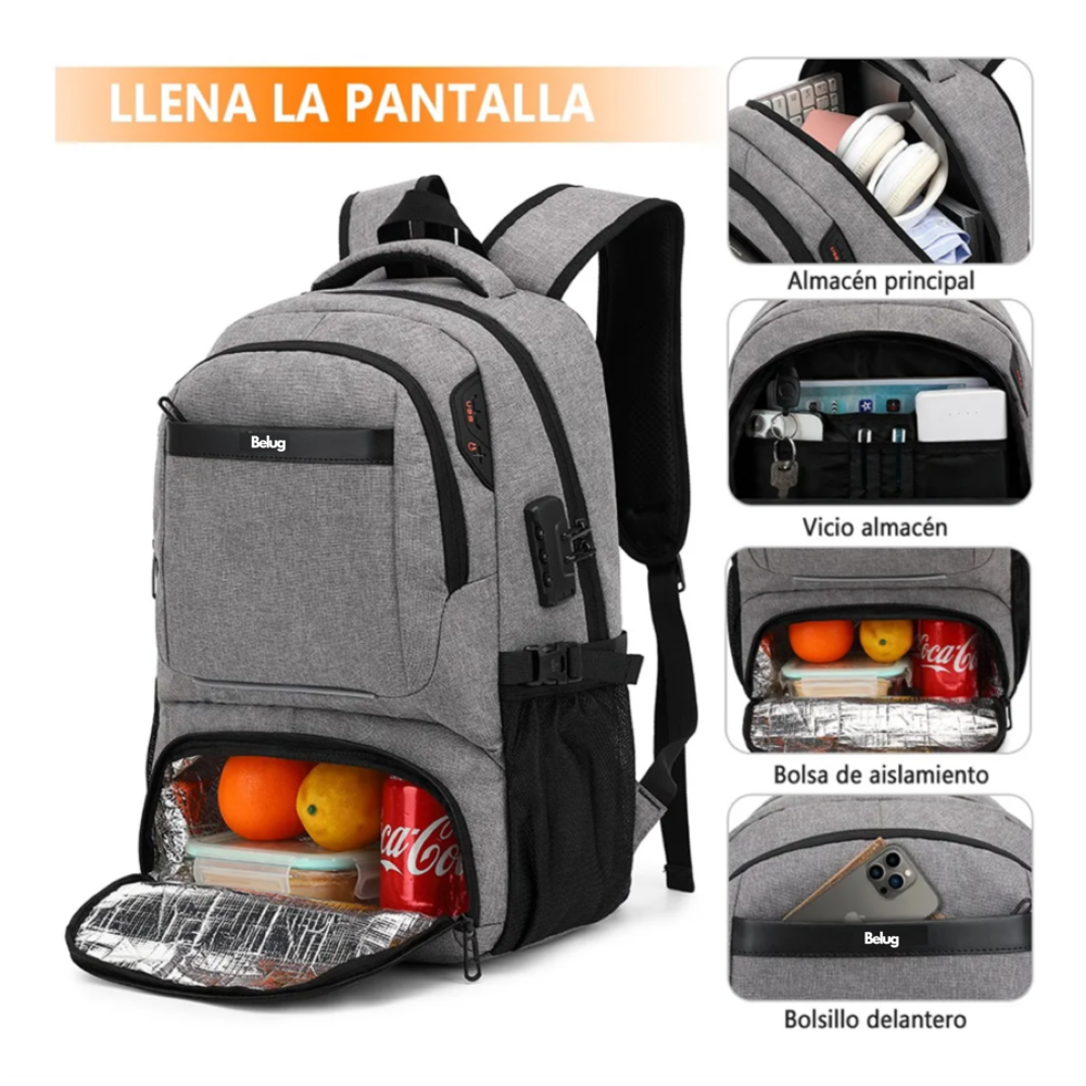 Foto 3 pulgar | Mochila De Almuerzo Portátil Belug,  Gris