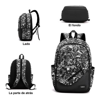 Foto 4 | Mochila Estudiantil De Gran Capacidad De 30 L Para Hombre, Blanco Con Negro Lab.g Multicolor