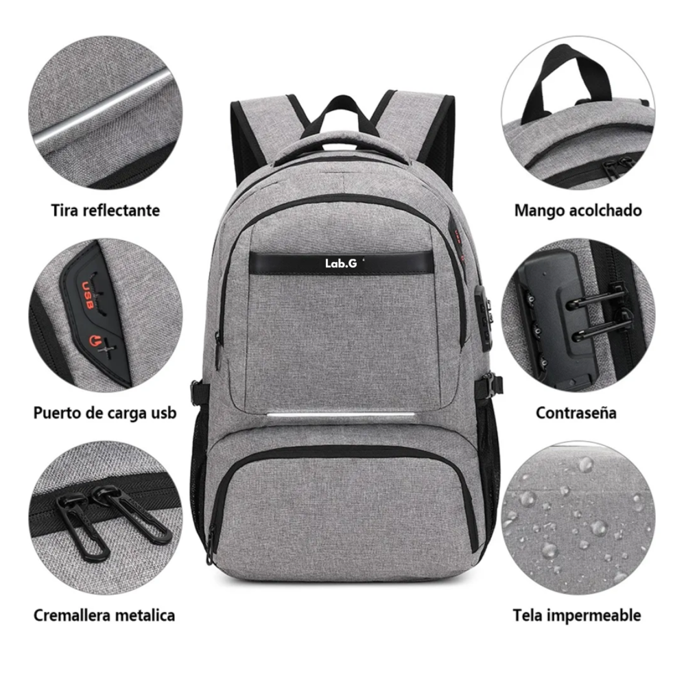 Foto 4 pulgar | Mochila De Almuerzo Portátil Lab.g,  Gris