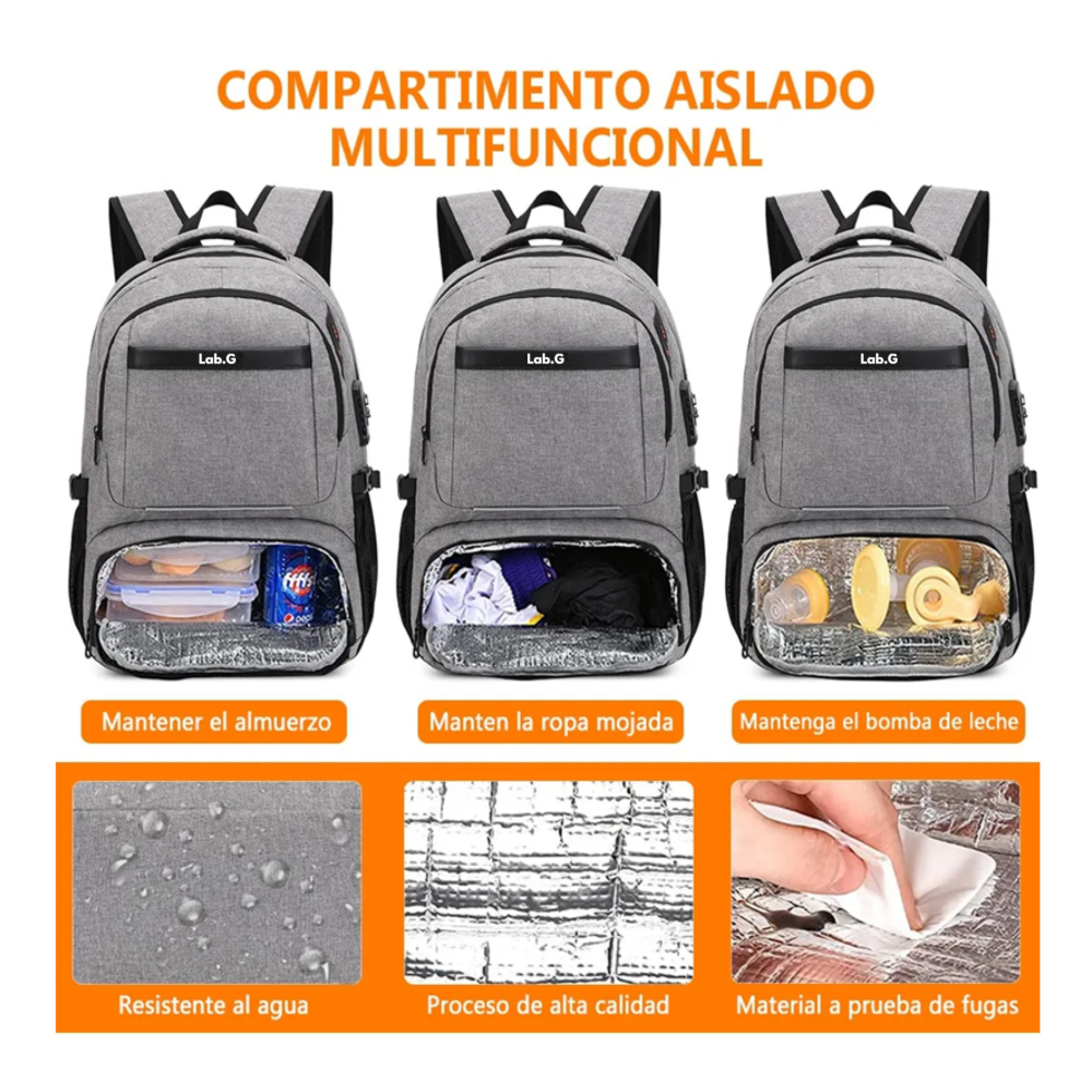 Foto 5 | Mochila De Almuerzo Portátil Lab.g,  Gris