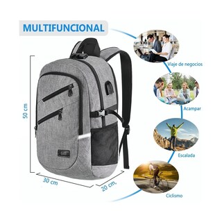 Foto 3 | Mochila Antirrobo Superior Negocios Impermeable 35l Doble Cierre Lab.g Gris