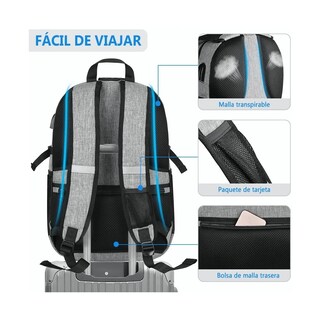 Foto 5 | Mochila Antirrobo Superior Negocios Impermeable 35l Doble Cierre Lab.g Gris