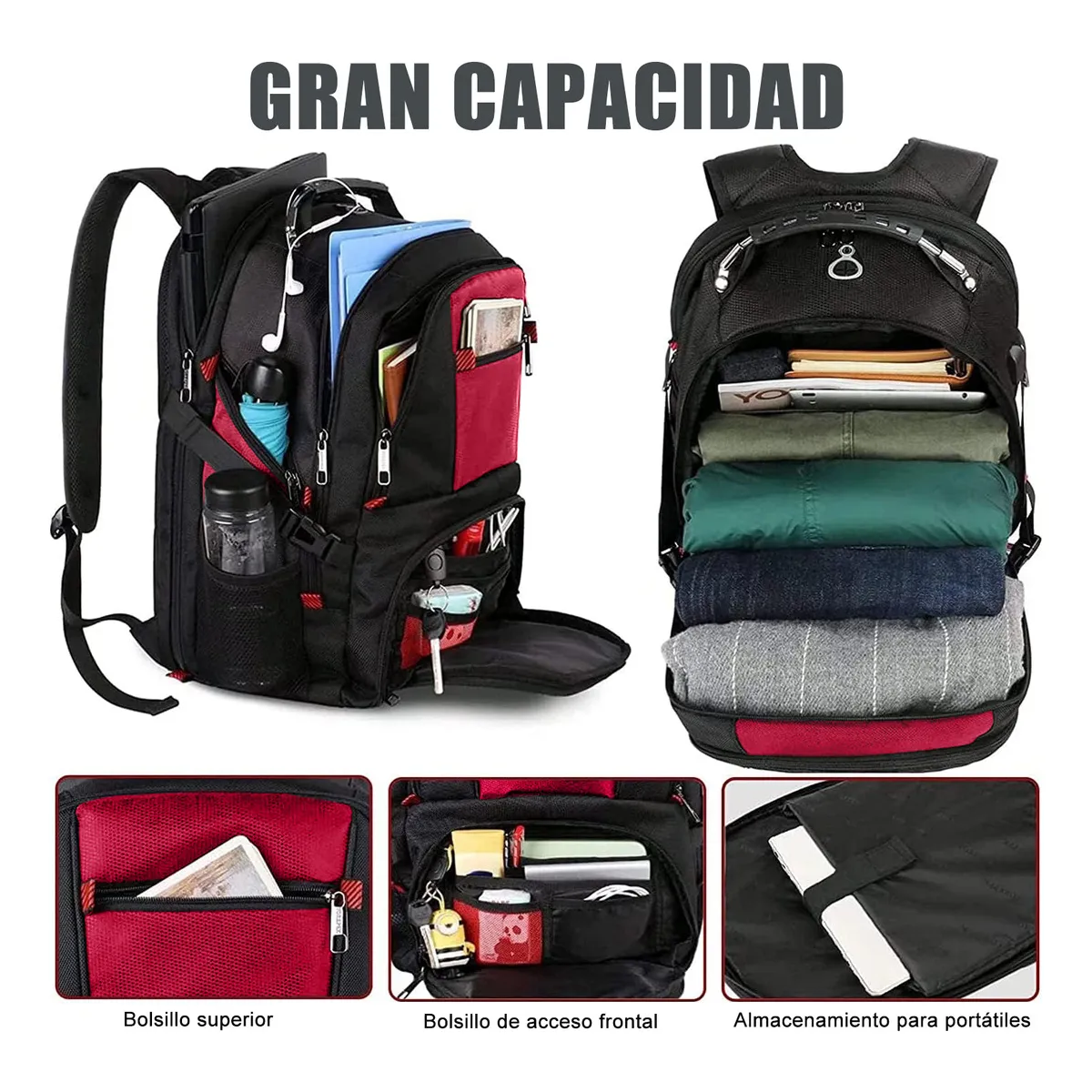 Foto 3 | Mochila Para Laptop Impermeable Eo Safe Imports Esi-19444 Rojo