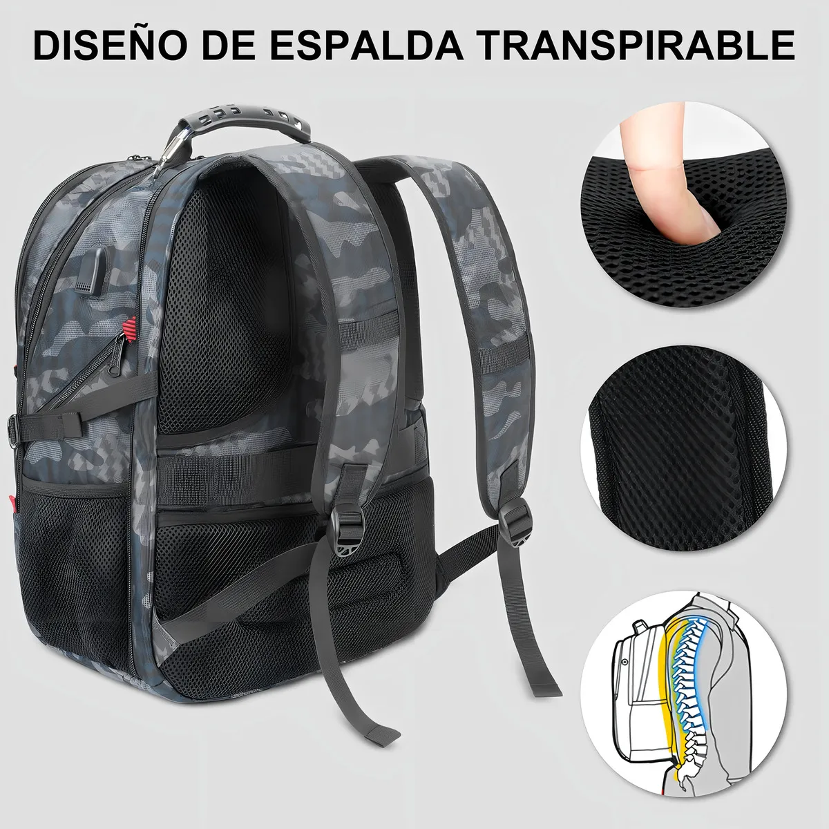 Foto 4 pulgar | Mochila Para Laptop Impermeable Eo Safe Imports Esi-19442 Gris