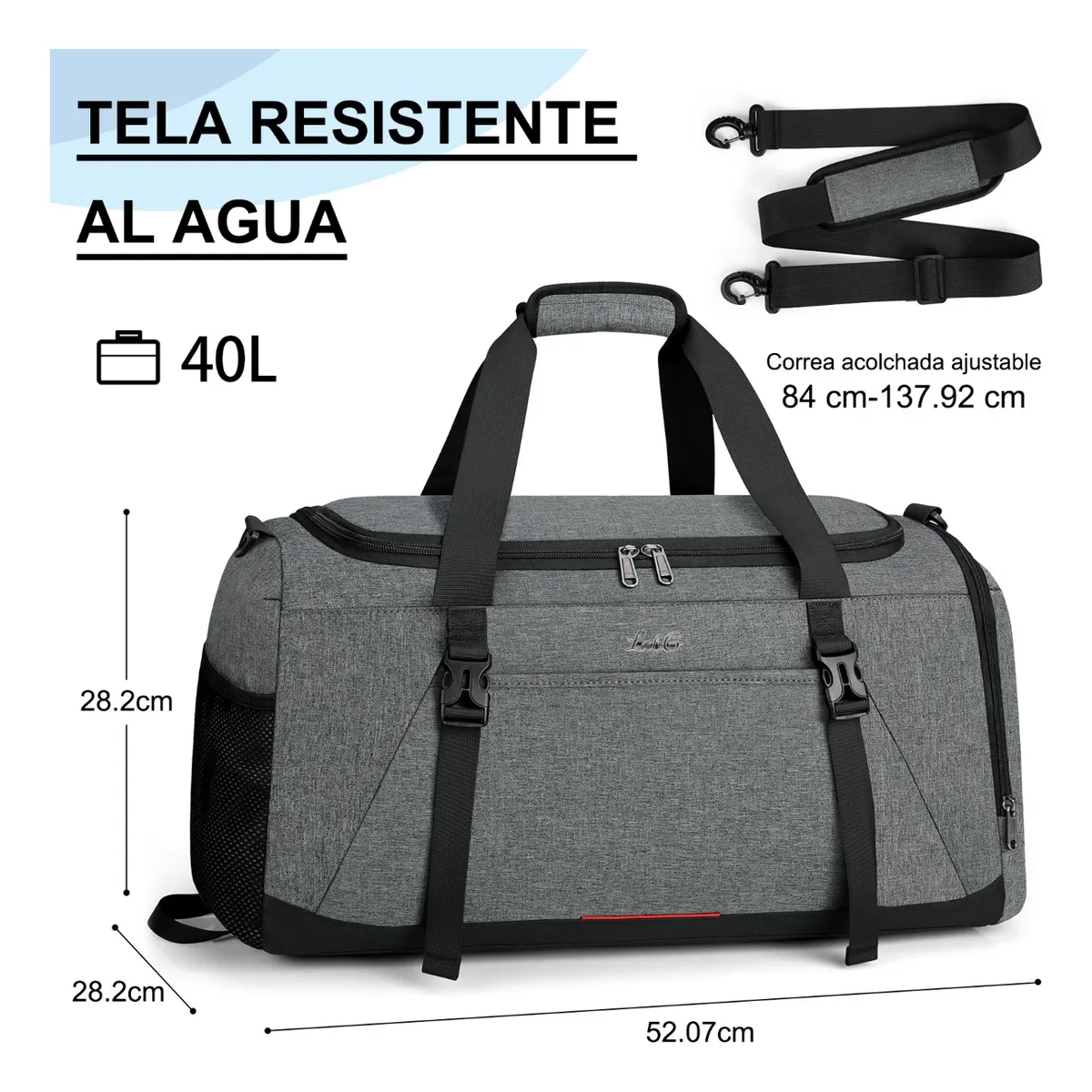 Foto 4 | Maleta Deportiva Bolsa Gym Viaje Mochila Lab.g Gris