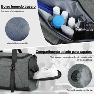 Foto 5 | Maleta Deportiva Bolsa Gym Viaje Mochila Lab.g Gris