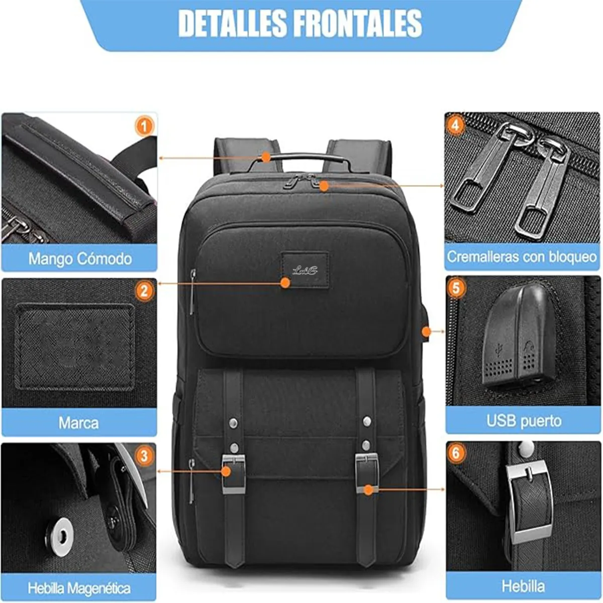 Foto 4 pulgar | Mochila Antirrobo Mochila Para Portátil Mochilas De Viaje Lab.g Negra