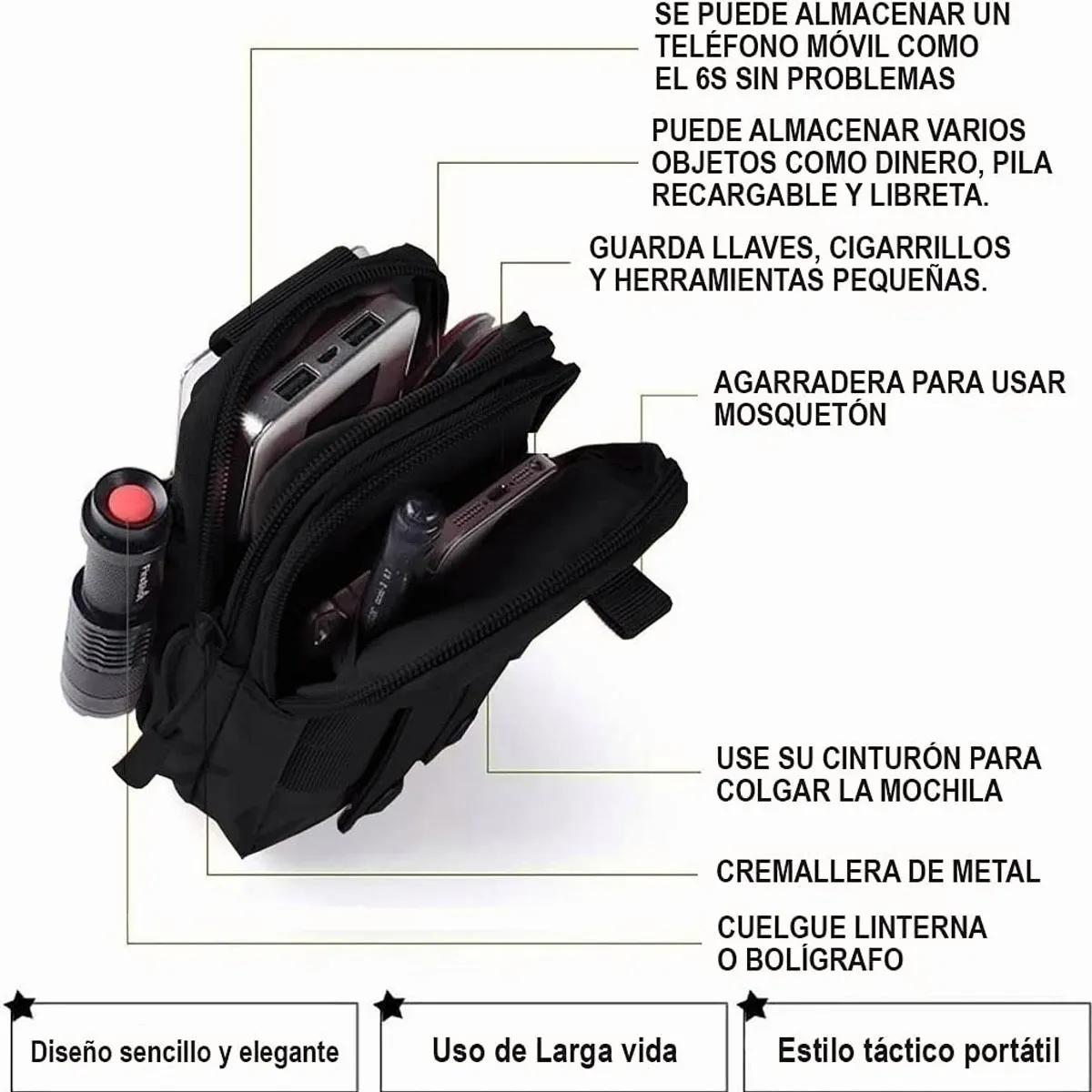 Foto 5 | 2ps Mochila Lab.g Tactica Bolsa Camuflaje Negro