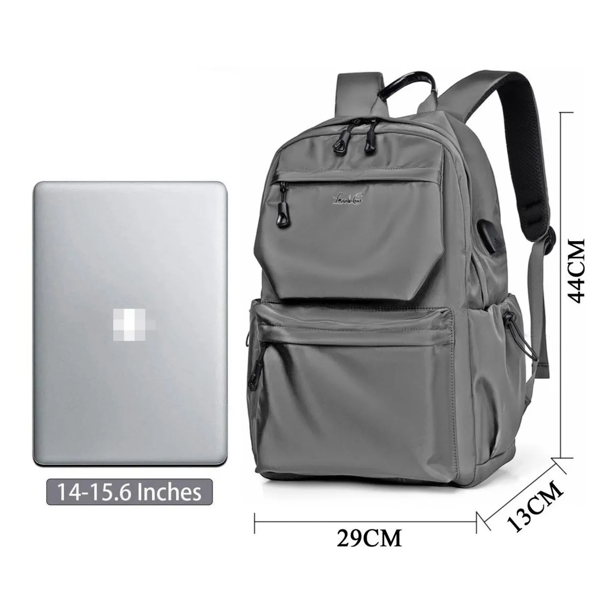 Foto 3 pulgar | Mochila Multifuncional De Moda Con Puerto Usb Para Hombre Poliéster Lab.g Gris